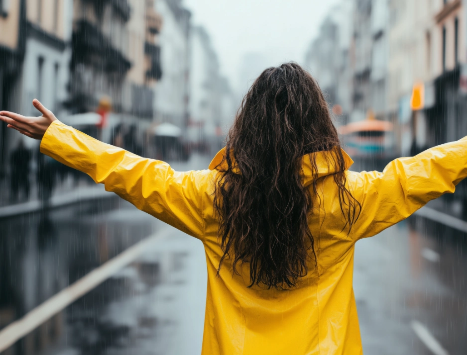 Frau im Regen